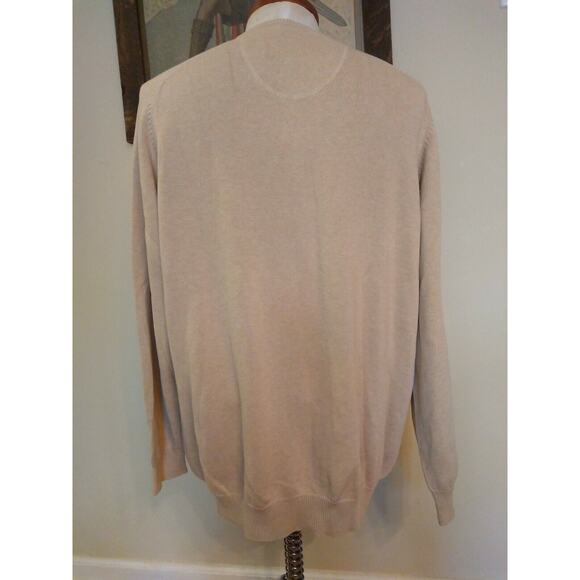 FYNCH-HATTON SUPERSOFT COTTON Men's 3XL V Neck Tan Sweater Jumper - Picture 6 of 12